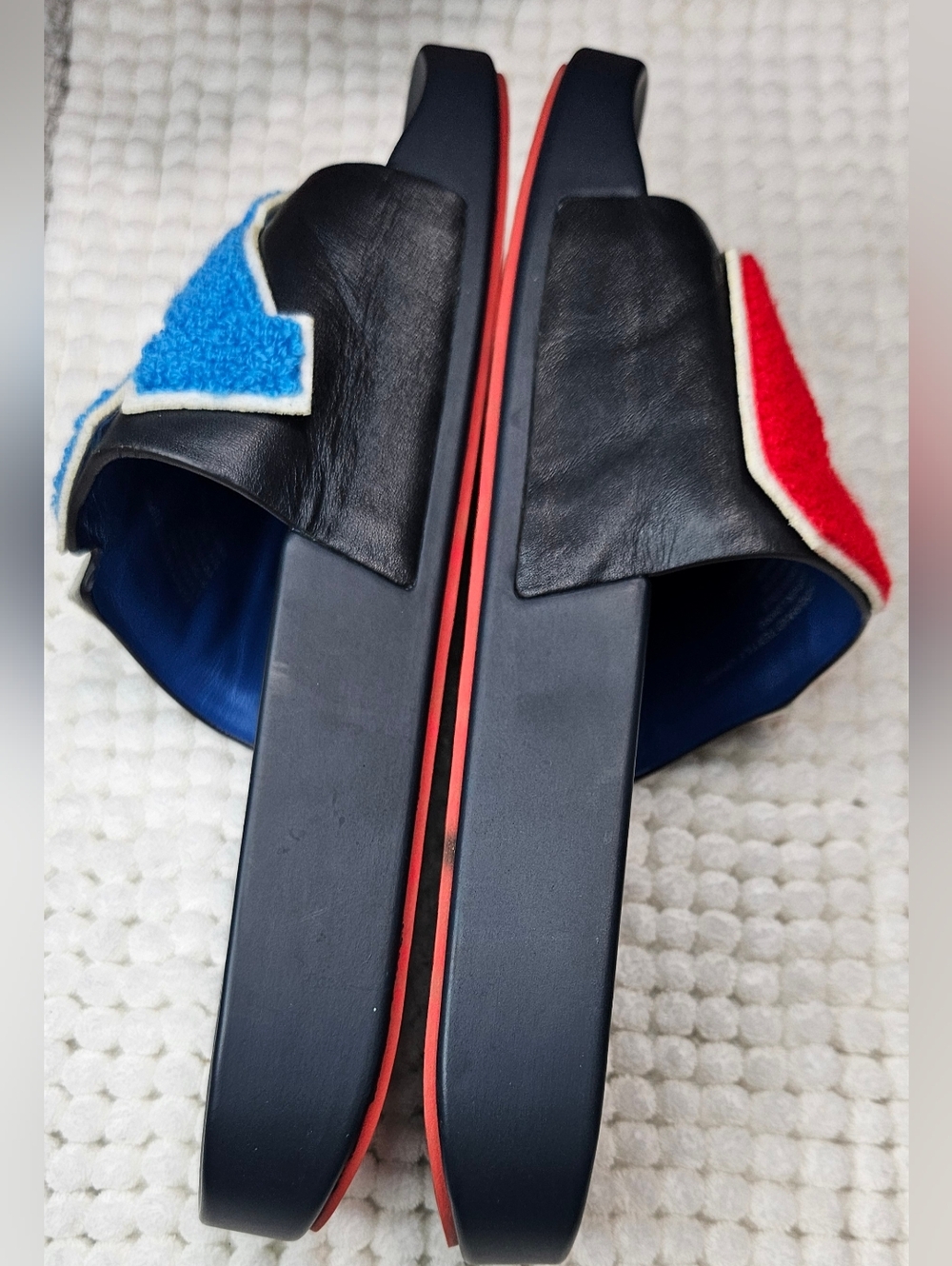 Tory Burch Sport LOVE Sandals Navy Womens 8 Preppy Varsity Letter Slides - Picture 5 of 9
